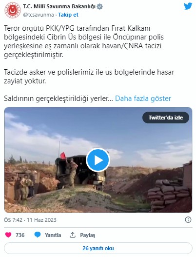 Kilis Öncüpınar Sınır Kapısı bölgesine roketli saldırı! MSB: 7 terörist etkisiz hale getirildi